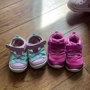 Stride Rite Pink and Purple Sneakers with Velcro Straps